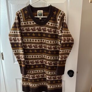 Kiel James Patrick Brown Patterned wool Sweater Dress